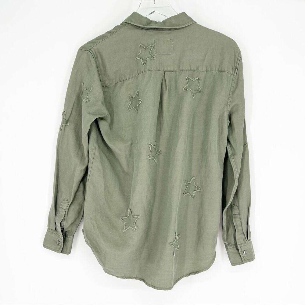 Rails Marcel Star Utility Button Down Top Xs Green - image 3